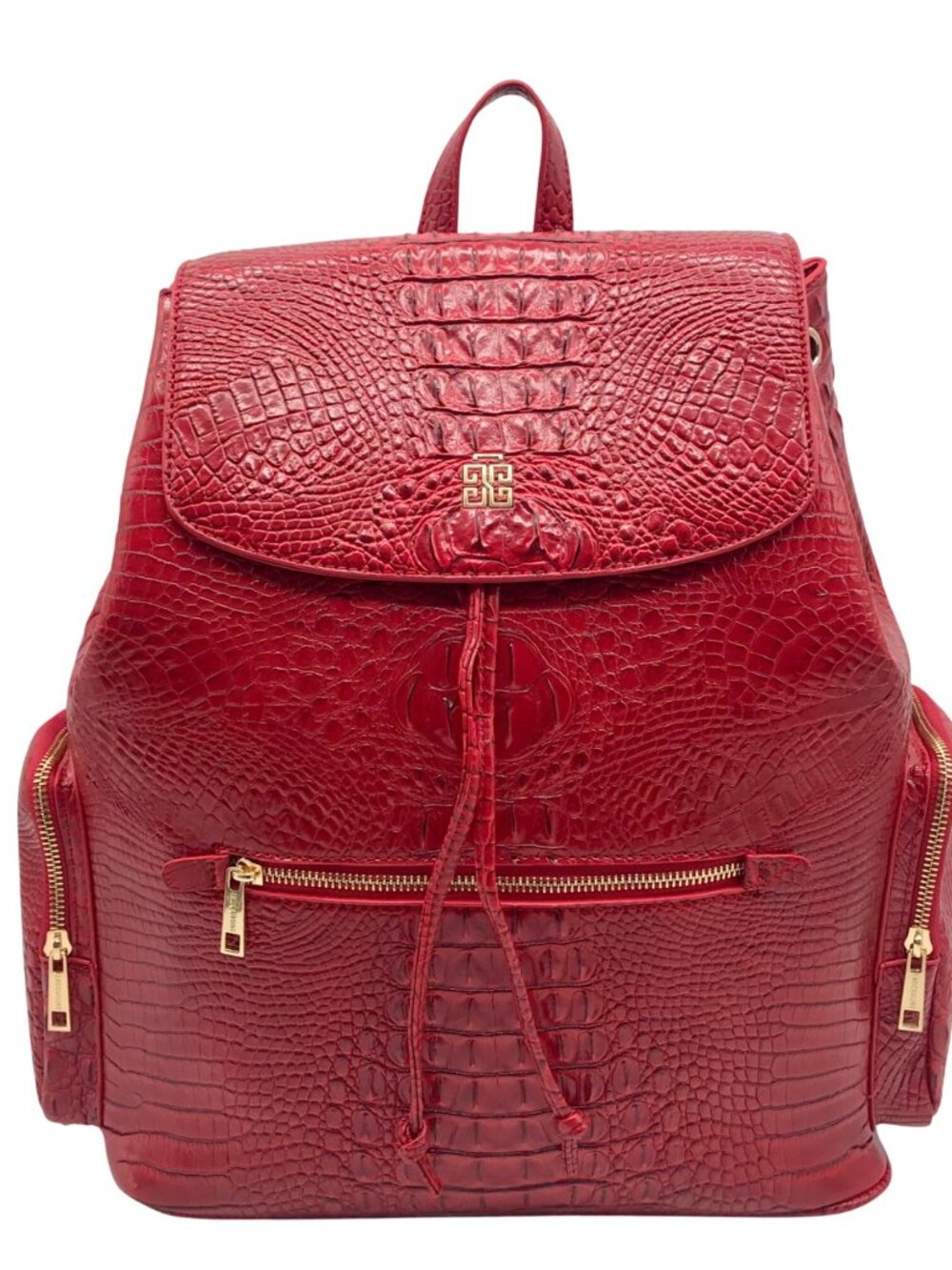 Exculuxe Red Croc Embossed Vegan Leather Windsor Backpack